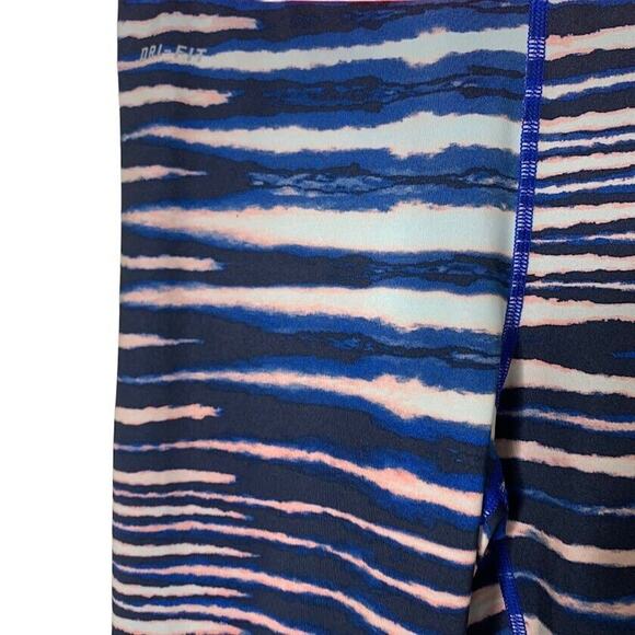 Nike Capri Crop Pro Fit Striped Athletic Leggings Womens Small Black Blue Active - Picture 4 of 12